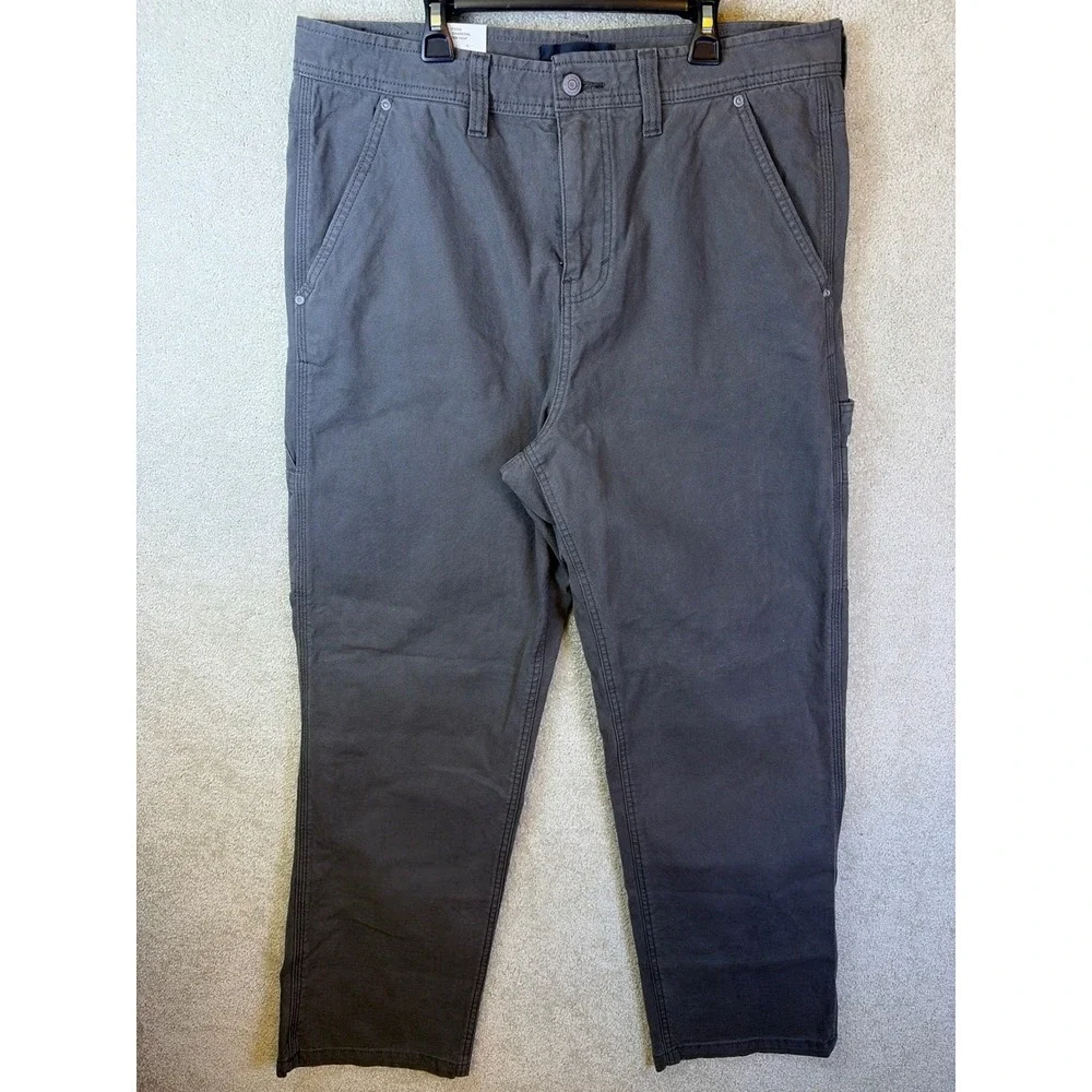 Aeropostale Carpenter Pant Mens Large Gray Cotton Canvas Utility Workwear NEW